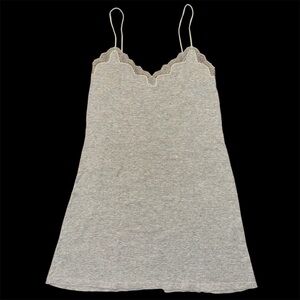 Calvin Klein Grey Lace Trim Lingerie Slip Cotton Dress